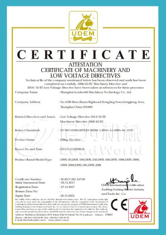 Filling Machine-CE certificate from Shanghai Leadworld Machinery Technology Co., Ltd.