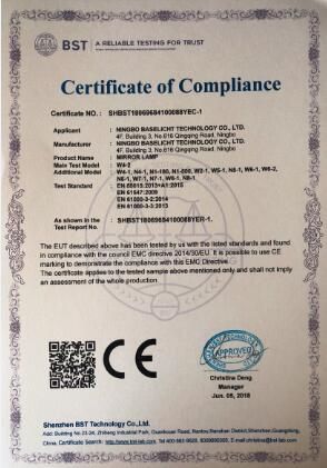 CE certification certificate from NINGBO DINOLIT OPTOELECTRONICS TECHNOLOGY CO. LTD