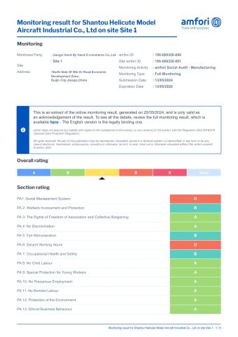 BSCI certificate from Jiangxi Hand by Hand E-commerce Co., Ltd