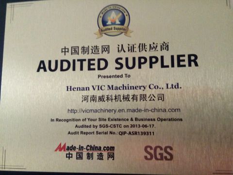 SGS certificate from Henan VIC Machinery Co., Ltd.