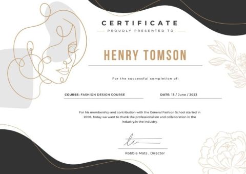 Design Certificate certificate from Guangzhou Hanguang Fashion Co., Ltd