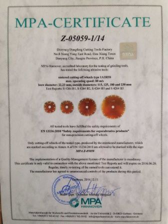 certification certificate of Xuzhou Perfect Tools Co., Ltd. – certificate photo, supplier certificates section