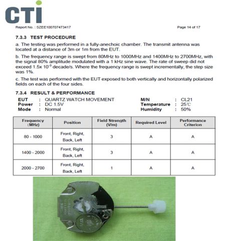 CE test report for digital quartz watch movement certificate of Xiamen Flying Silicone Rubber Co., Ltd. – certificate photo, supplier certificates section