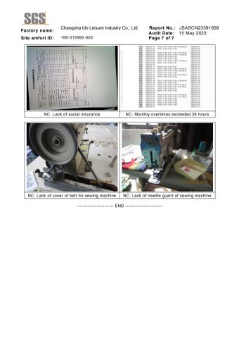 SGS certificate from Changsha Ido Leisure Industry Co., Ltd.