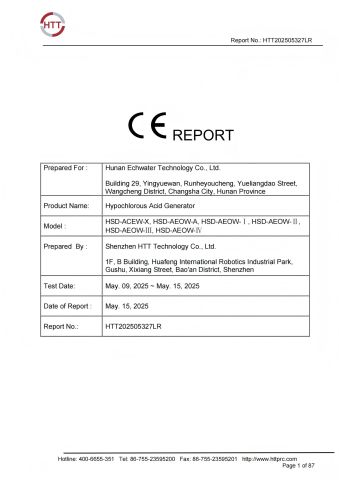 ce report certificate from Hunan Echwater Technology Co., Ltd.