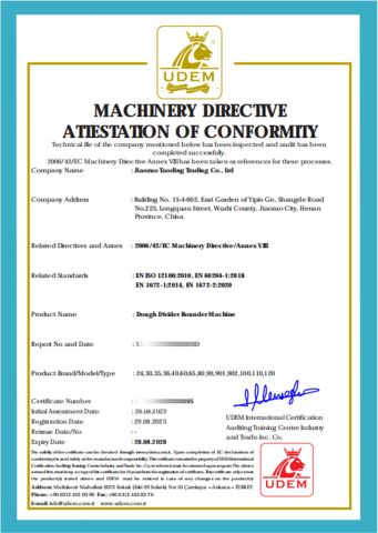 CE Certificate certificate from Jiaozuo Taoding Trading Co., Ltd