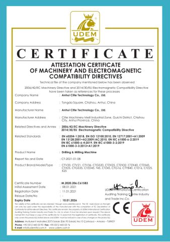 CE Certificate of Drill Mill Lathe certificate of ANHUI CITIE TECHNOLOGY CO., LTD. – certificate photo, supplier certificates section