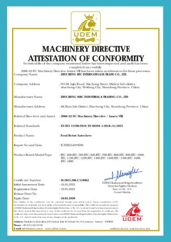CE certificate from ZHUCHENG MBC INDUSTRIAL & TRADING CO., LTD.