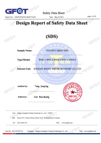 MSDS certificate from Jiangsu Right Import&Export Co., Ltd.
