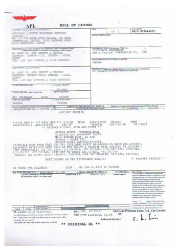 B/L to Egypt certificate of Shenzhen Shine Dew Technology Co., Ltd. – certificate photo, supplier certificates section