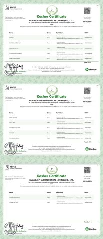 Kosher certificate from Jining Mingcheng International Trade Co., Ltd