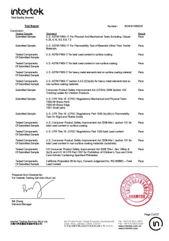 ASTM F963 certificate of Shenzhen Zhehua Technology Co., Ltd. – certificate photo, supplier certificates section