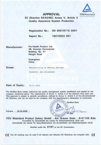 CE Certificate (02) certificate from Pro-Health Product Ltd.