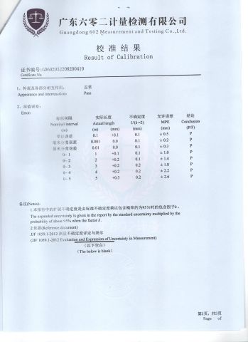 CALIBRATION CERTIFICATE 3-3 certificate of Xinghua Jinf Stainless Steel Co., Ltd. – certificate photo, supplier certificates section