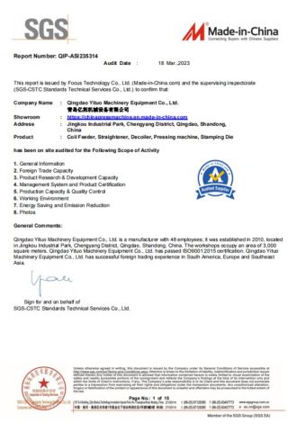 Made in China certification certificate of Qingdao Yituo Machinery Equipment Co., Ltd. – certificate photo, supplier certificates section