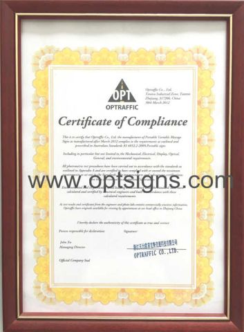 AS qualified certificate from OPTRAFFIC CO., LTD.
