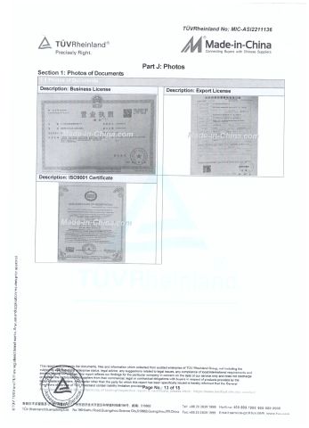 SUPPLIER ASSESSMENT REPORT certificate from TOPUNION HARDWARE AND PLASTIC CO., LIMITED