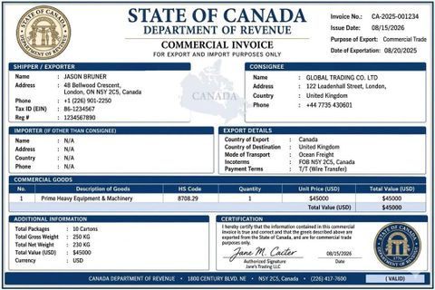 ULC certificate from prime Heavy Equipment & Machinery