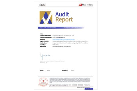 Audit Report certificate from Xingtai Baotai Machinery Manufacturing Co., Ltd