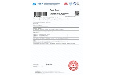 Dishelothl Sterilization Rate Report certificate from Enping Jiaxin Daily Necessities Co., Ltd.