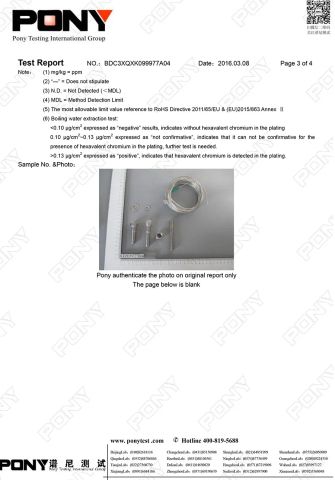 SS304-ROHS04 certificate from Rankoo Fastener Co., Ltd.