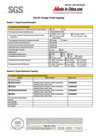 SGS certificate of Hangzhou Happyfull Import & Export Co., Ltd. – certificate photo, supplier certificates section