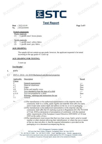 STC certificate from FOSHAN BUDDYHOME HOUSEWARE CO., LTD.
