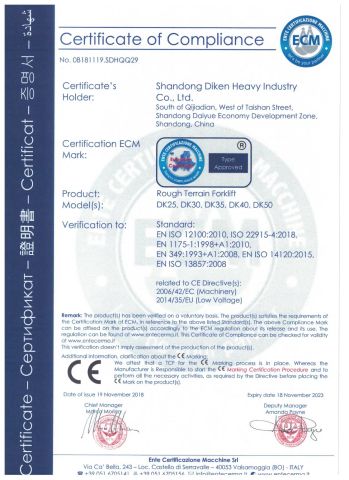 CE certificate from Shandong Diken Heavy Industry Co., Ltd.