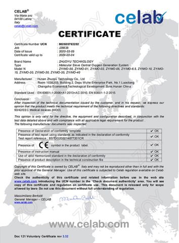 CE certificate from Hunan Zoy Medical Technology Co., Ltd.