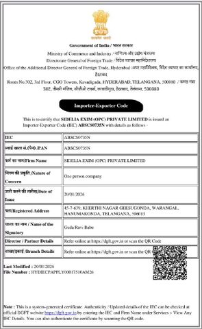 IEC 62932 certificate from Sidelia exim OPC private limited