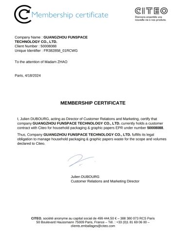MEMBERSHIP CERTIFICATE certificate from Guangzhou Funspace Technology Co., Ltd.