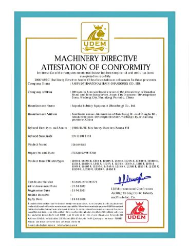 CE Excavator certificate of Shandong Daoji International Trade Co., Ltd. – certificate photo, supplier certificates section
