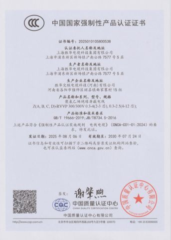 Certificates certificate from Shenghua Jiaolian Cable(Henan) Co., Ltd.