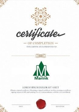 ISO9001 certificate from Qingdao Marink Enterprise Co., Ltd.