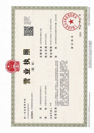 Business license certificate from Shanghai Super-Above Industry Holdings Co., Ltd.