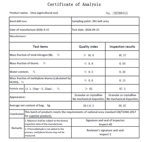 COA certificate from V Organics FZ LLC