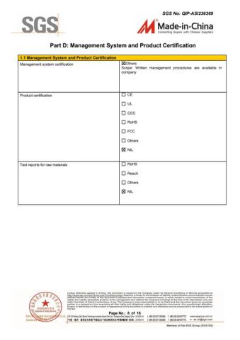 SGS certificate from Cangzhou Weijiang Metal Products Co., Ltd.