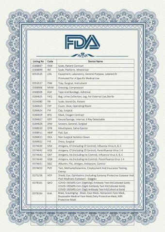 FDA certificate from HANGZHOU KIMISLAB CO., LTD.