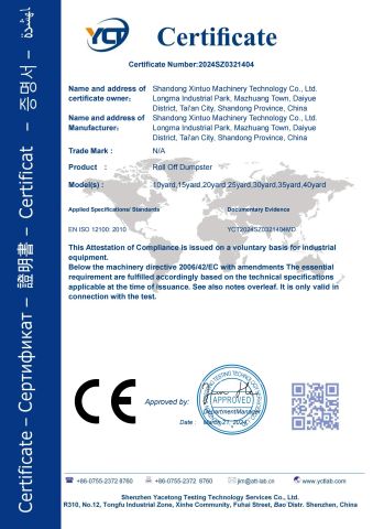 CE certification certificate from Shandong Xintuo Mechanical Technology Co., Ltd