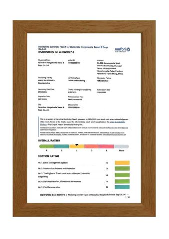 BSCI certificate from Quanzhou Hengshunfa Travel&Bags Co., Ltd.