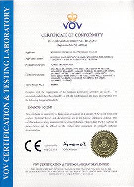 CE certificate for power transformer certificate from Wenzhou Rockwill Electric Co., Ltd.