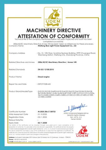 CE- Diesel engine certificate of Weifang Blue Light Power Equipment Co., Ltd – certificate photo, supplier certificates section