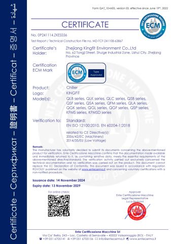 CE certificate from Zhejiang Kingfit Environment Co., Ltd.