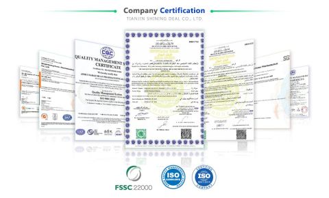 International Standards certificate from Tianjin Shining Deal Co., Ltd.