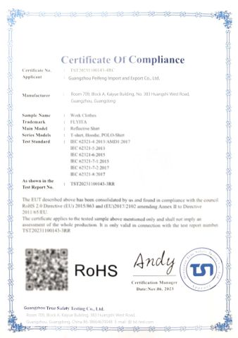 1 certificate of Guangzhou Peifeng Import and Export Co., Ltd. – certificate photo, supplier certificates section