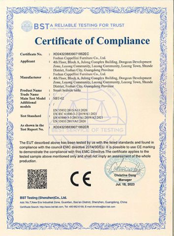 CE certificate of Guangdong Bangyu International Furnishing Co., Ltd. – certificate photo, supplier certificates section