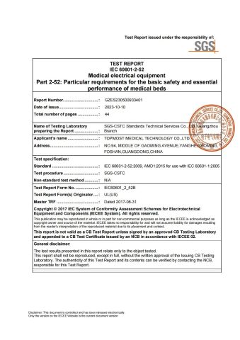 IEC60601-2-52 certificate from TOPMOST MEDICAL TECHNOLOGY CO.,LTD.