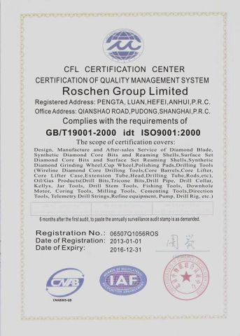 ISO Certificate certificate of HEFEI ROSCHEN TOOL CO., LTD. – certificate photo, supplier certificates section
