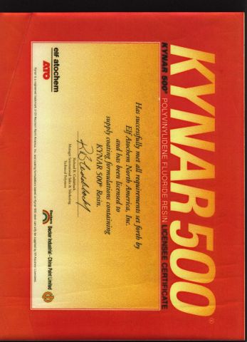 KYNAR500(Certificate of PVDF paint) certificate of Guangzhou Aluloyal Decorative Materials Co., Ltd – certificate photo, supplier certificates section