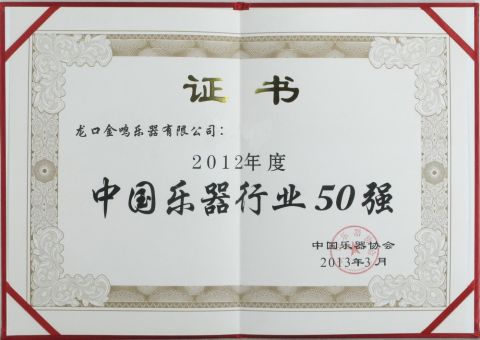 Certificate certificate from Jin Ming Musical Instruments Co., Ltd.